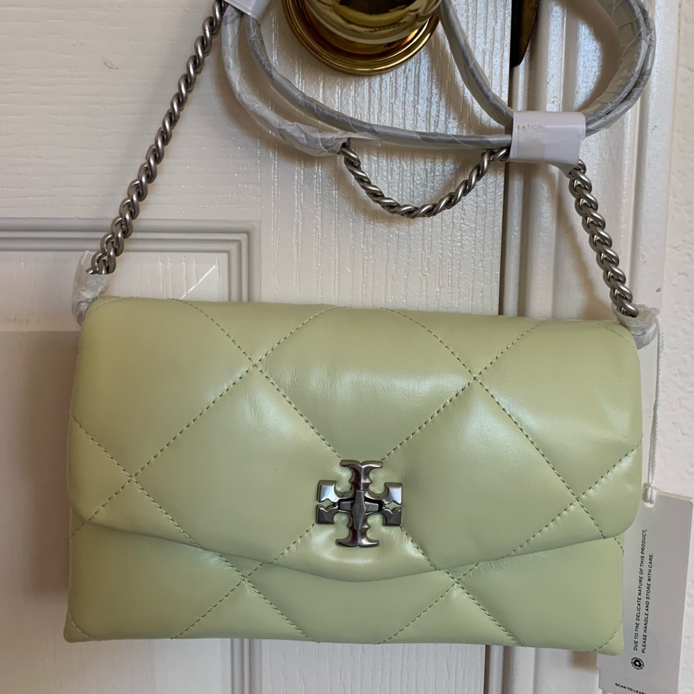 Tory Burch Kira Diamond Quilt Chain Wallet-fresh pear